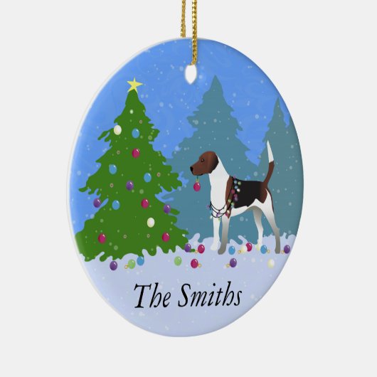 Harrier of Beagle Decorting a Kersttree Keramisch Ornament (Rechts)