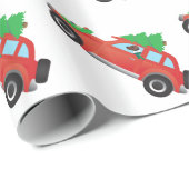 Harrier of Beagle Driving car met boom bovenaan Cadeaupapier (Rol Hoek)