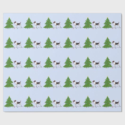 Harrier of Beagle Silhouette-kerstontwerp Cadeaupapier (Vlak)