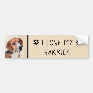 Harrier Painting - Cute Original Dog Art Bumpersticker