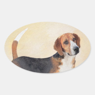 Harrier Painting - Cute Original Dog Art Ovale Sticker