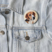 Harrier Painting - Cute Original Dog Art Ronde Button 5,7 Cm (In situ)