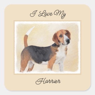 Harrier Painting - Cute Original Dog Art Vierkante Sticker