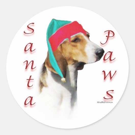 Harrier Santa Paws Ronde Sticker (Voorkant)