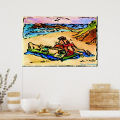 HARRIET DAVIDSOHN-ILLUSTRATIE - OP HET BEACH POSTER (Keuken)