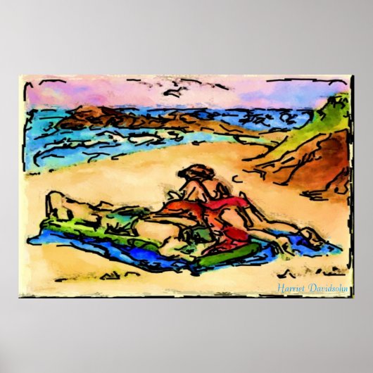 HARRIET DAVIDSOHN-ILLUSTRATIE - OP HET BEACH POSTER (Voorkant)