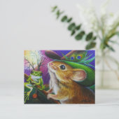Harriet Halloween Witch Mouse Frog Waterverf Art Briefkaart (Staand voorkant)