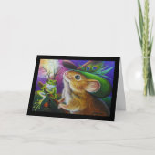 Harriet Halloween Witch Mouse Frog Waterverf Art Kaart (Voorkant)