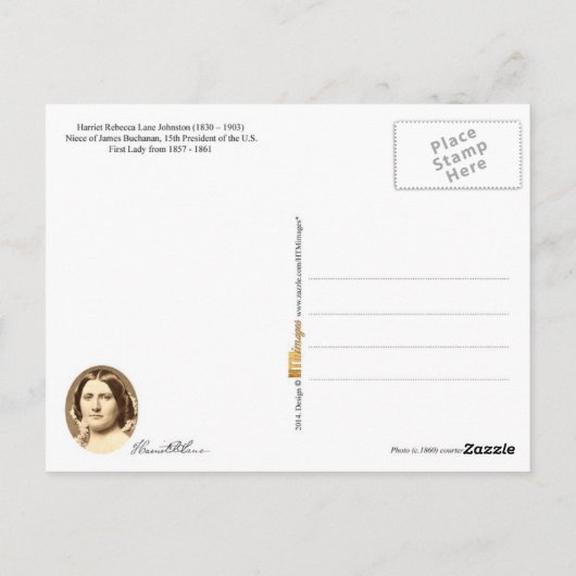 Harriet Lane, First Lady of the U.S. Briefkaart (Achterkant)