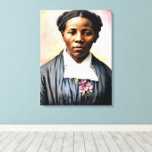 Harriet Tubman Originele portretkunst Canvas Afdruk (Insitu (Houten vloer))