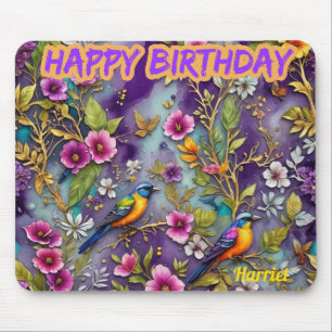HARRIET ~ Vogels Bloemen ~ Verjaardag Groeten ~ Muismat