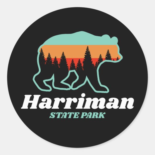 Harriman State Park Idaho ID Beer Retro Ronde Sticker (Voorkant)