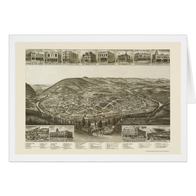 Harriman, TN Panoramic Map - 1892 (Voorkant Horizontaal)