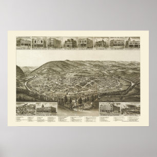Harriman, TN Panoramic Map - 1892 Poster