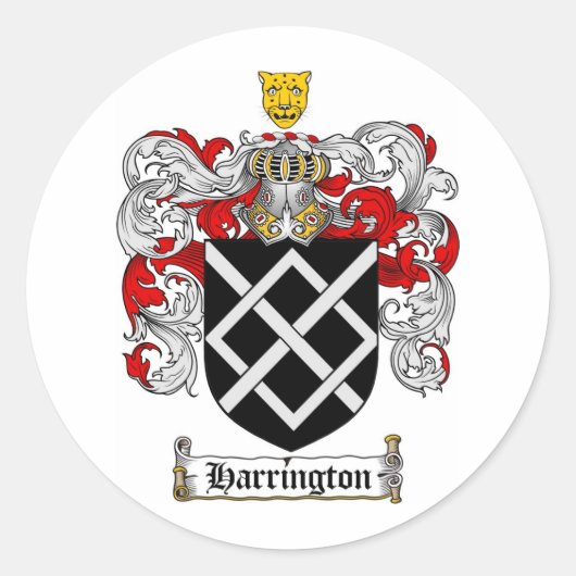 HARRINGTON FAMILIE CREST - HARRINGTON COAT OF ARMS RONDE STICKER (Voorkant)