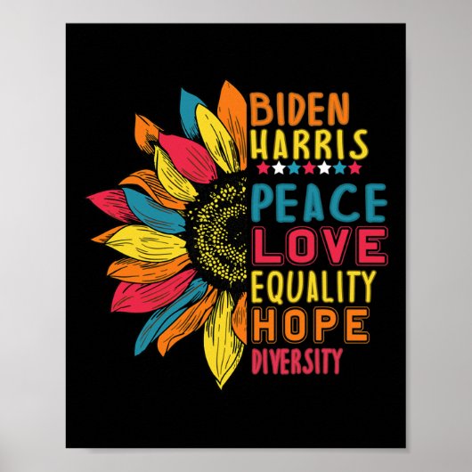 Harris 2020 Vrede Liefde Gelijkheid Hoop Diversite Poster (Voorkant)