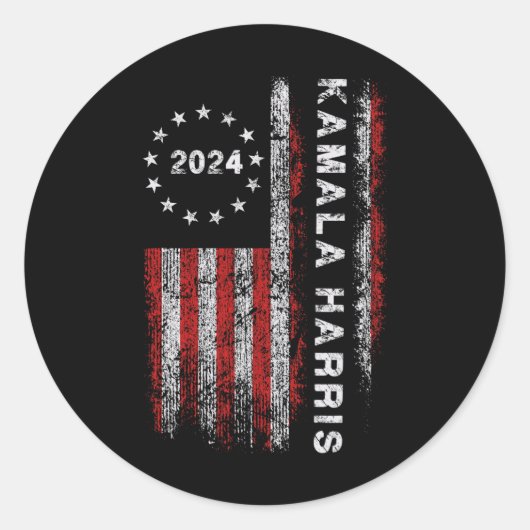 Harris 2024 Amerikaanse vlag Kamaka Supporter 1 Ronde Sticker (Voorkant)