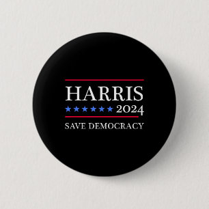 Harris 2024: Bewaar democratie voor President 2024 Ronde Button 5,7 Cm