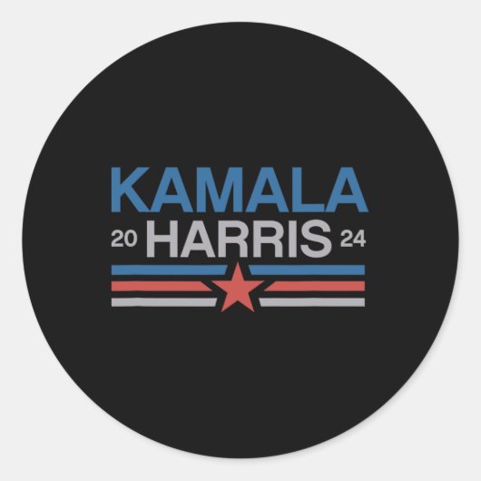 Harris 2024 Bold Retro Stripe Star Ronde Sticker (Voorkant)