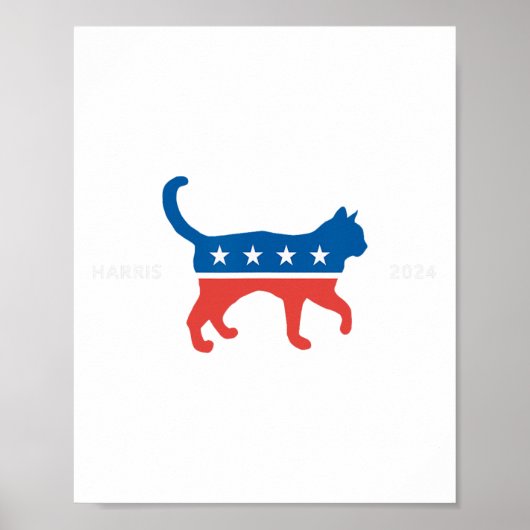 Harris 2024 Democraat Cat - Stem op Kamala W Elect Poster (Voorkant)