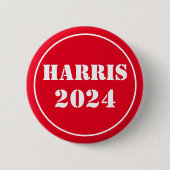 Harris 2024 Helder Blauw & Wit Ronde Button 5,7 Cm (Voorkant)