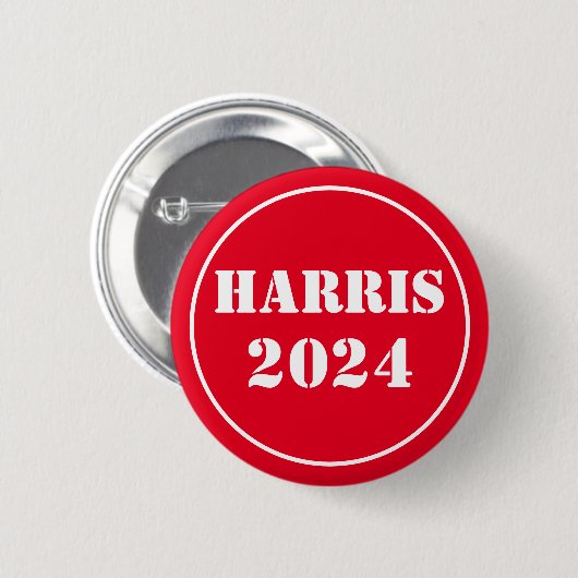 Harris 2024 Helder Blauw & Wit Ronde Button 5,7 Cm (Voorkant /achterkant)