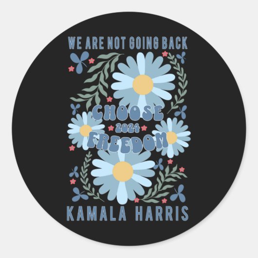 Harris 2024 Kies Vrijheid Boho Wildflowers Ronde Sticker (Voorkant)