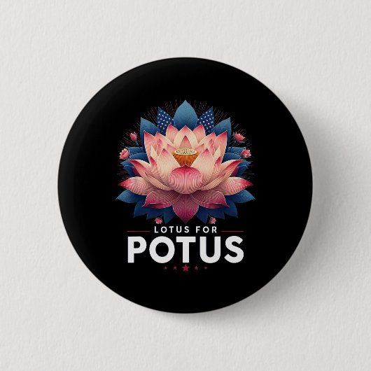 Harris 2024 Lotus voor Potus Trending President Ronde Button 5,7 Cm (Voorkant)