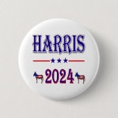 Harris 2024 Pres Democraat Ezels Vlag van de Veren Ronde Button 5,7 Cm (Voorkant)