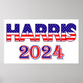 Harris 2024 President Democraat VS Vlag tekst Poster (Voorkant)