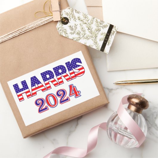 Harris 2024 President Democraat VS Vlag tekst Rechthoekige Sticker (Geschenken)