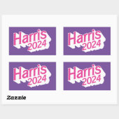 Harris 2024 Roze en Paarse Kleurrijk Rechthoekige Sticker (Vel)