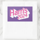 Harris 2024 Roze en Paarse Kleurrijk Rechthoekige Sticker (Tas)