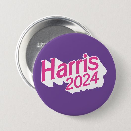 Harris 2024 Roze en Paarse Kleurrijk Ronde Button 7,6 Cm (Voorkant /achterkant)