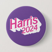 Harris 2024 Roze en Paarse Kleurrijk Ronde Button 7,6 Cm (Voorkant)