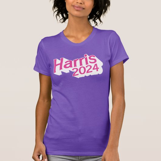 Harris 2024 Roze en Paarse Kleurrijk T-shirt (Voorkant)