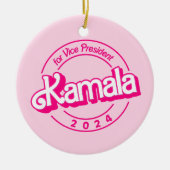 Harris 2024 roze kleurrijk keramisch ornament (Voorkant)