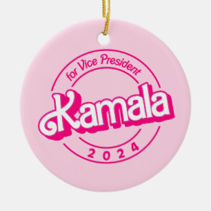 Harris 2024 roze kleurrijk keramisch ornament