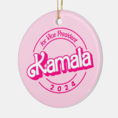 Harris 2024 roze kleurrijk keramisch ornament (Links)