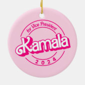 Harris 2024 roze kleurrijk keramisch ornament (Achterkant)