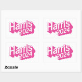 Harris 2024 roze kleurrijk rechthoekige sticker (Vel)