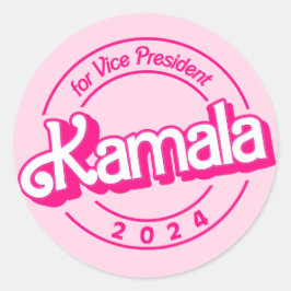 Harris 2024 roze kleurrijk ronde sticker