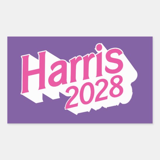 Harris 2028 Roze en Paarse Kleurrijk Rechthoekige Sticker (Voorkant)