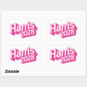 Harris 2028 roze kleurrijk rechthoekige sticker (Vel)