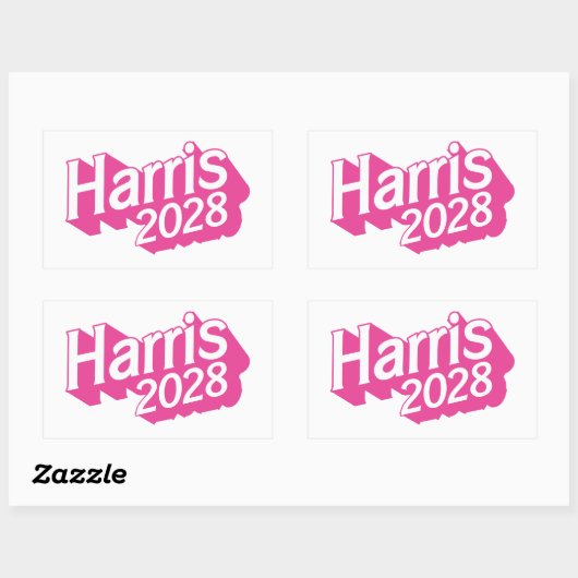 Harris 2028 roze kleurrijk rechthoekige sticker (Vel)