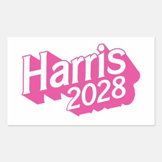 Harris 2028 roze kleurrijk rechthoekige sticker (Voorkant)