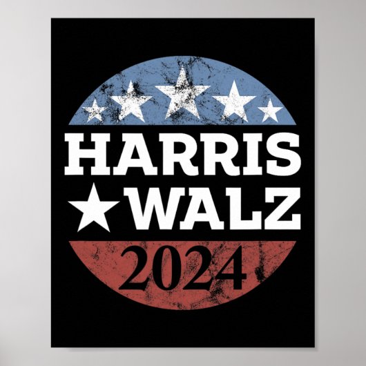 Harris &amp; Tim Walz voor President 2024 Poster (Voorkant)