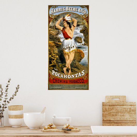 Harris, Beebe & Co. Pocahontas Kauwtabak Poster (Keuken)
