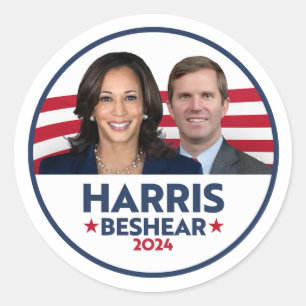 HARRIS BESHEAR 2024 RONDE STICKER