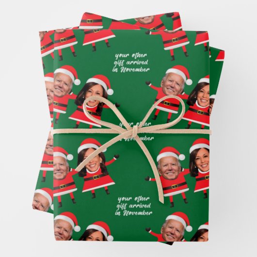 Harris Biden Funny Santa Wrapping Paper (In situ)